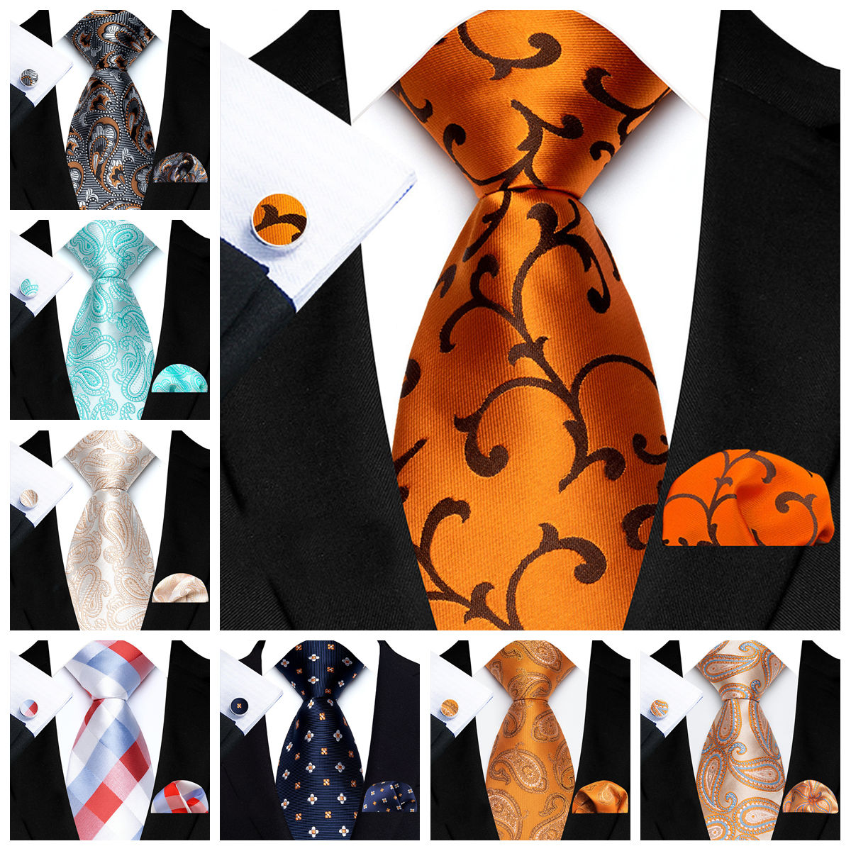 Pocket Square Set - 100% Silk Tie Set for Men