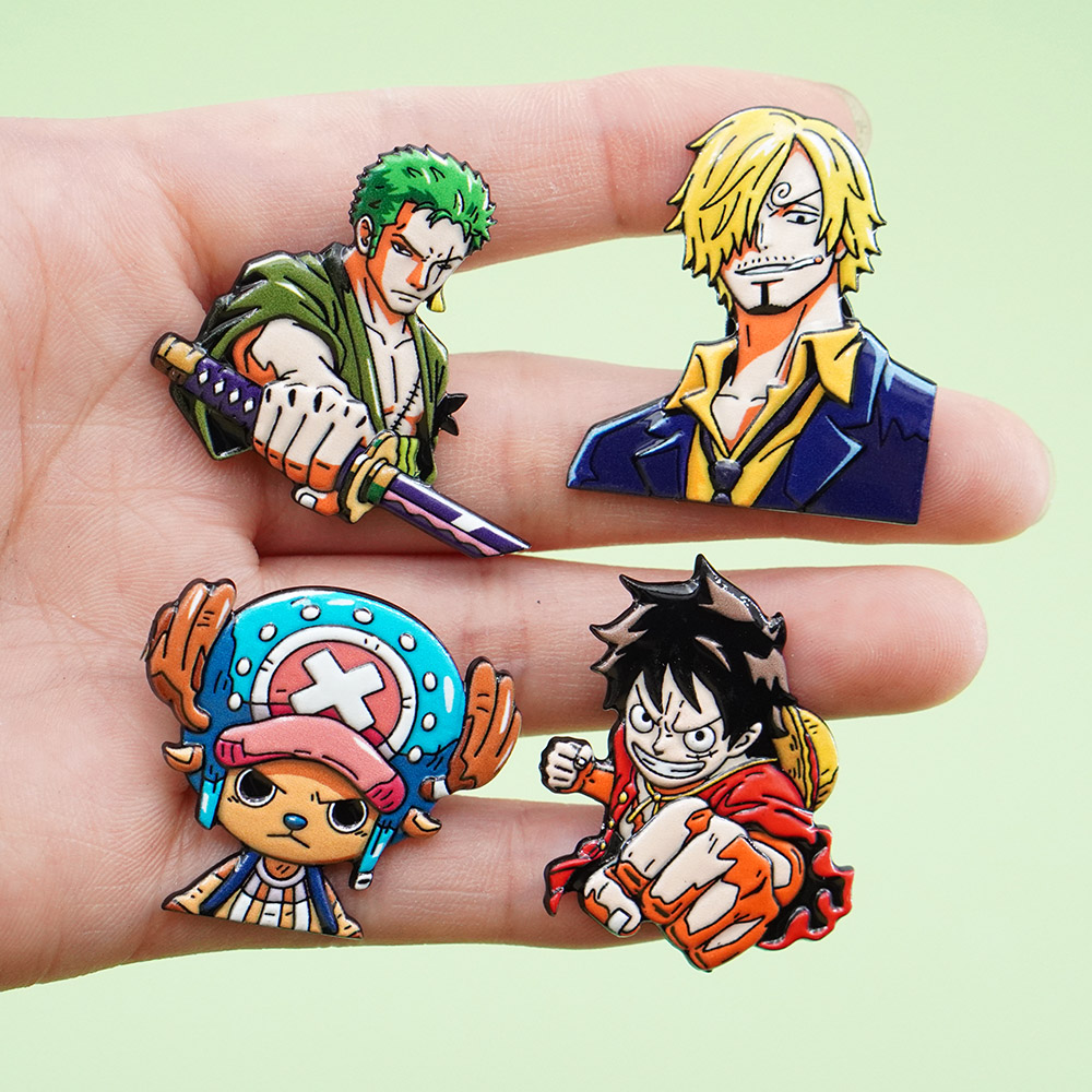 Tuxedo Lapel Pin - 4Pcs Cartoon ONE PIECE Luffy Brooch