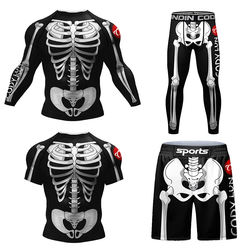 Men'S Used Formal Wear - New Skull Rashguard Jiu Jitsu T-shirt+Pants