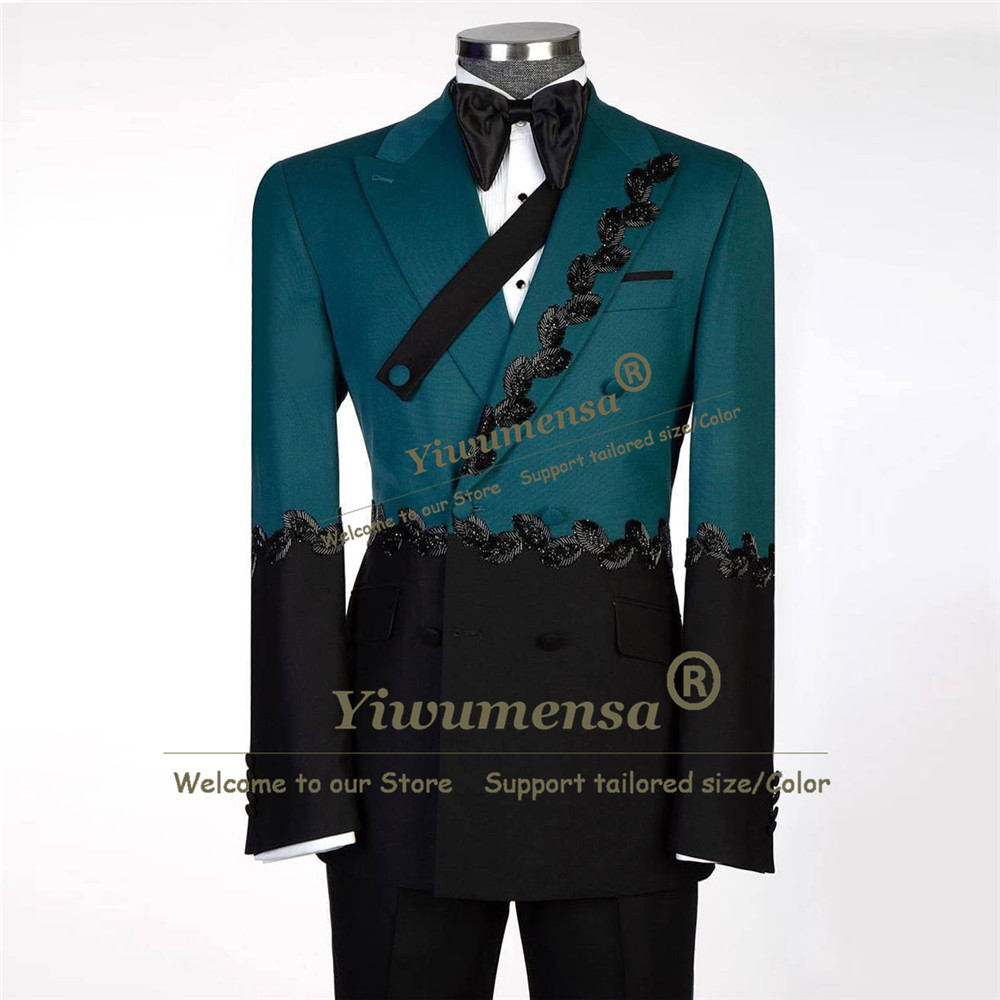 Men Formal Wear Wedding - Unique Design Suits Men Spliced Two