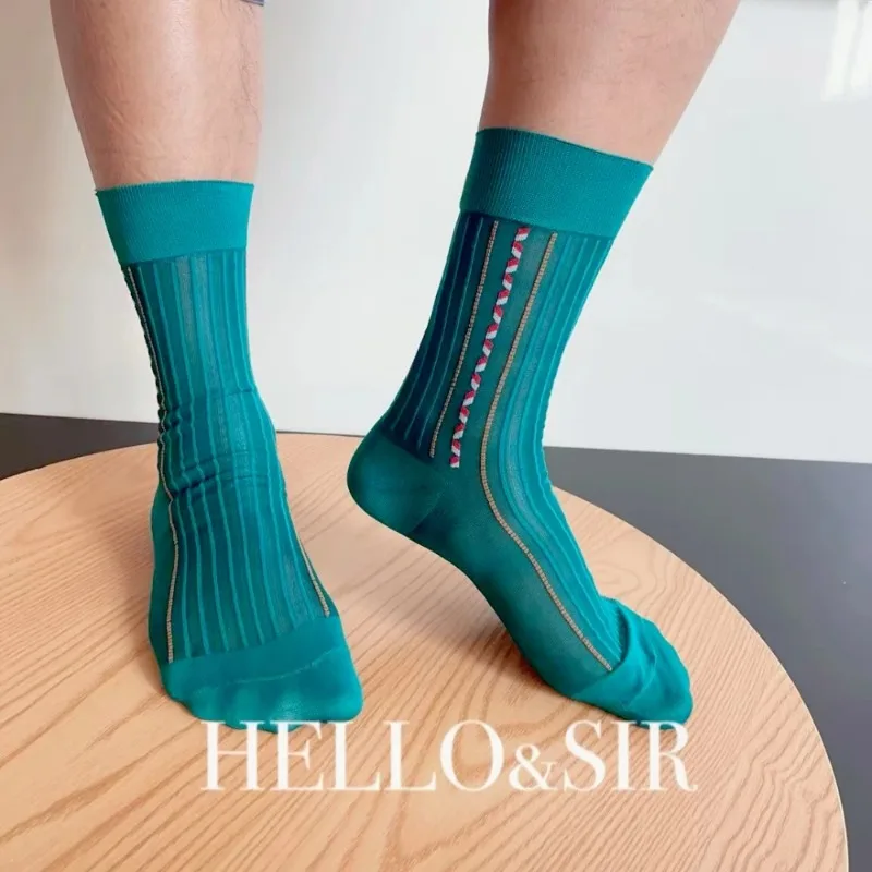 Men Formal Wear Brands - Turquoise Men's Socks Brand New Fashion