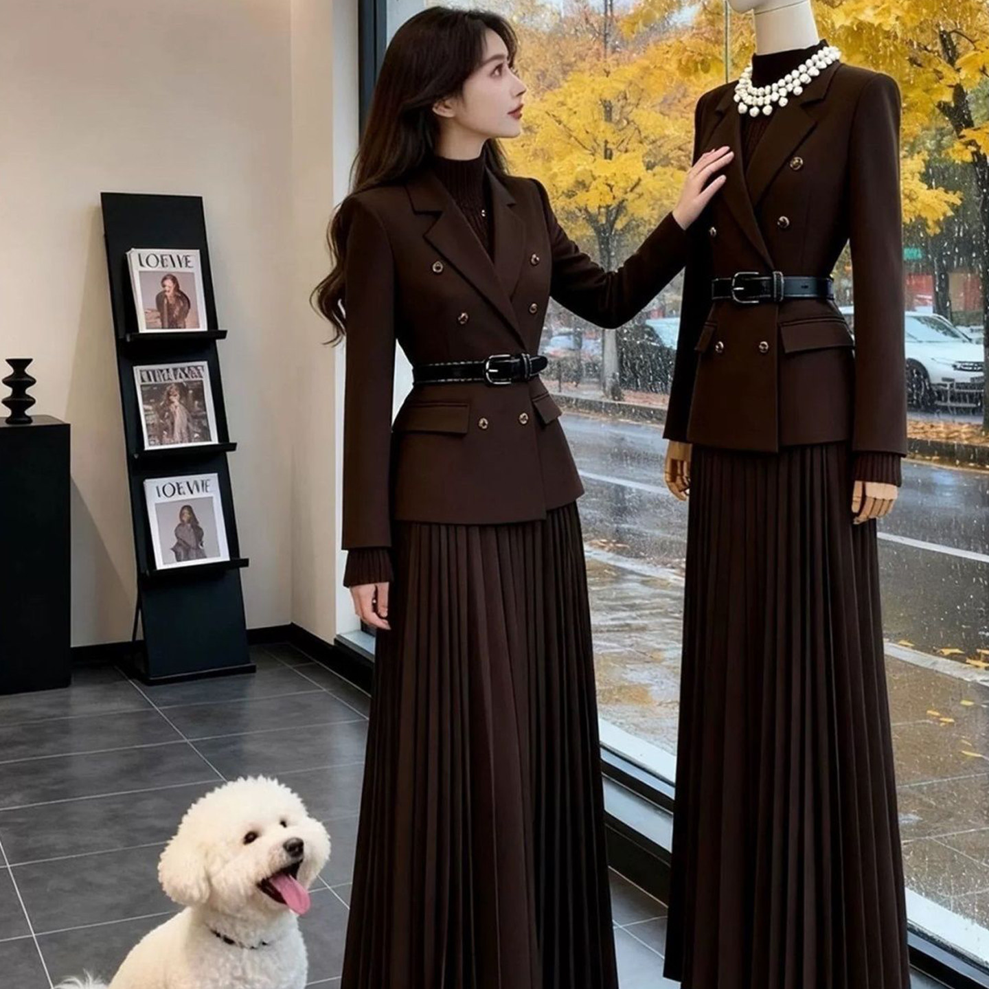Women Brown Two Piece Suit Set - đánh giá và giá Men'S Formal Wear Belt