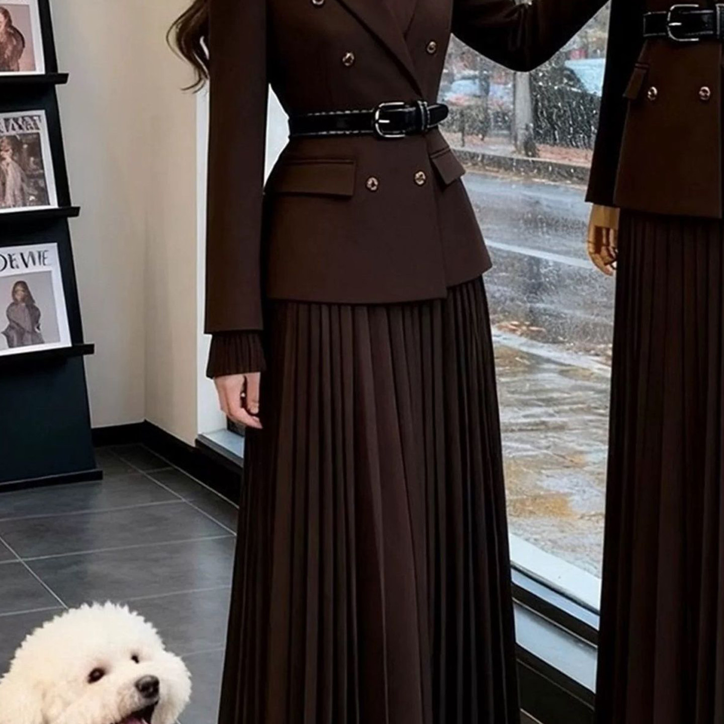 Women Brown Two Piece Suit Set - đánh giá và giá Men'S Formal Wear Belt