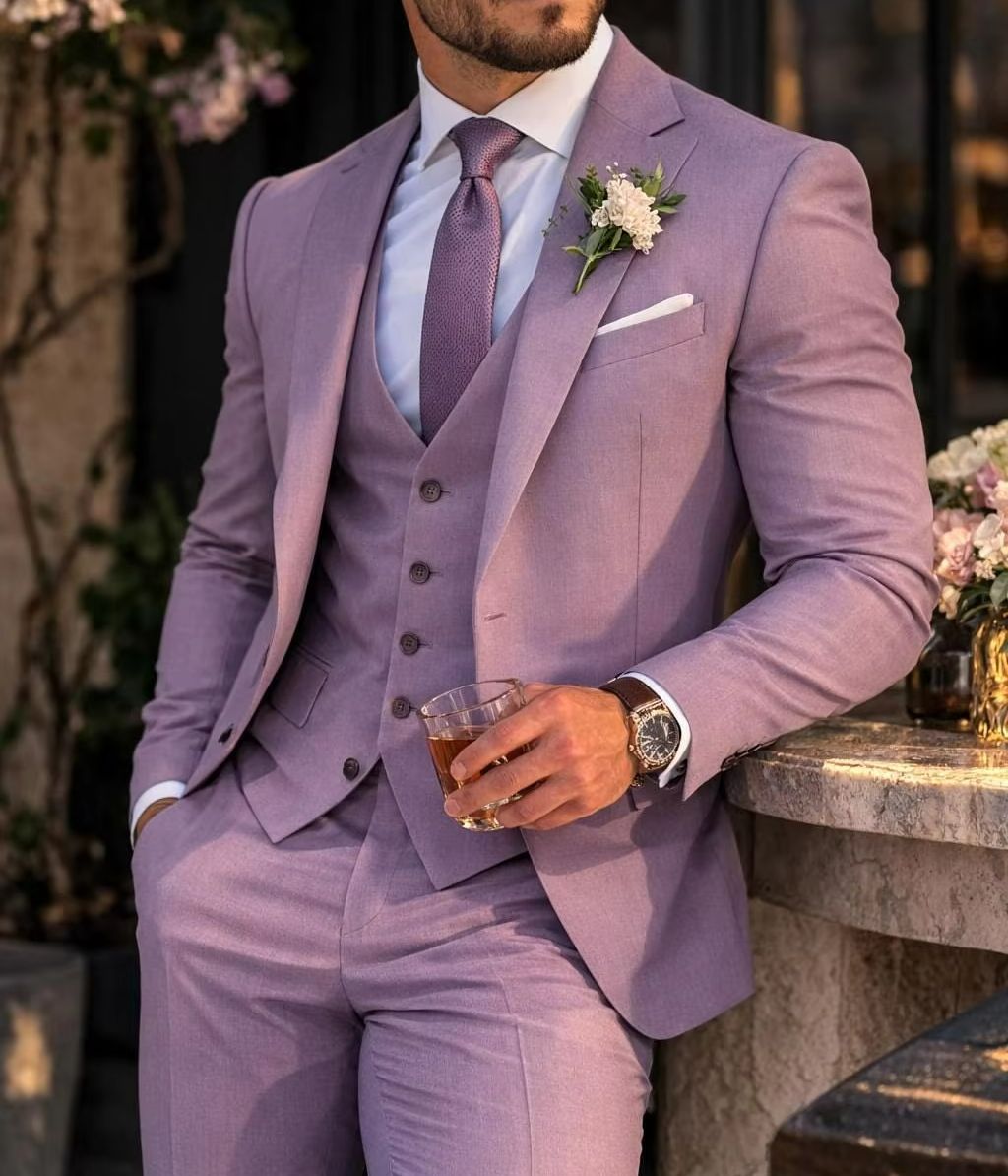 Lavender 3 Piece Men's Suit Li - đánh giá và giá Men Formal Wear For Wedding