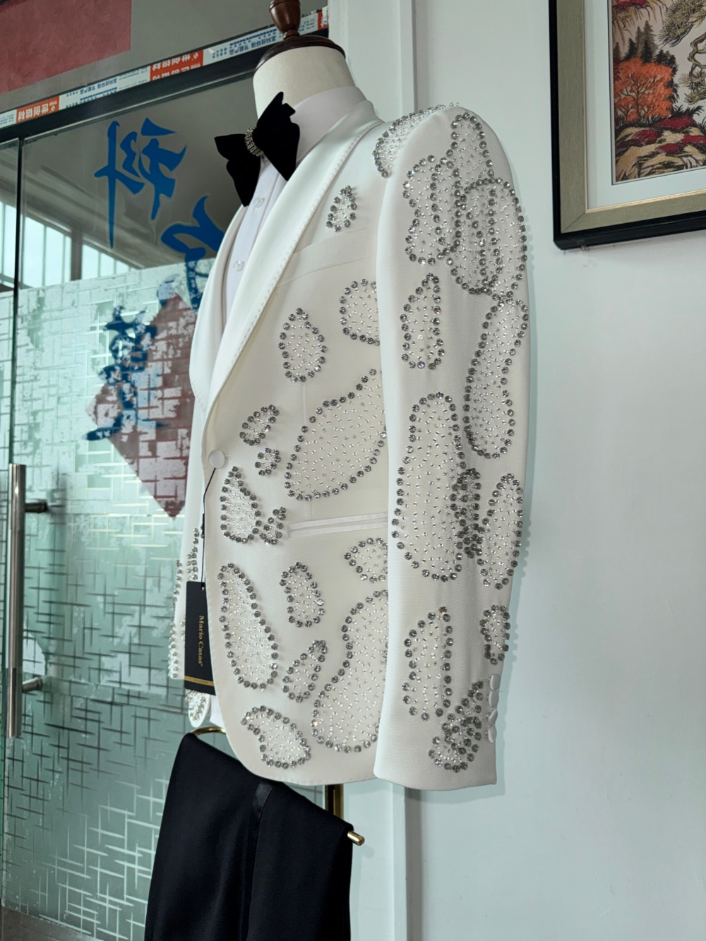 White Luxurious Beaded Man Sui - đánh giá và giá Men Formal Wear For Wedding