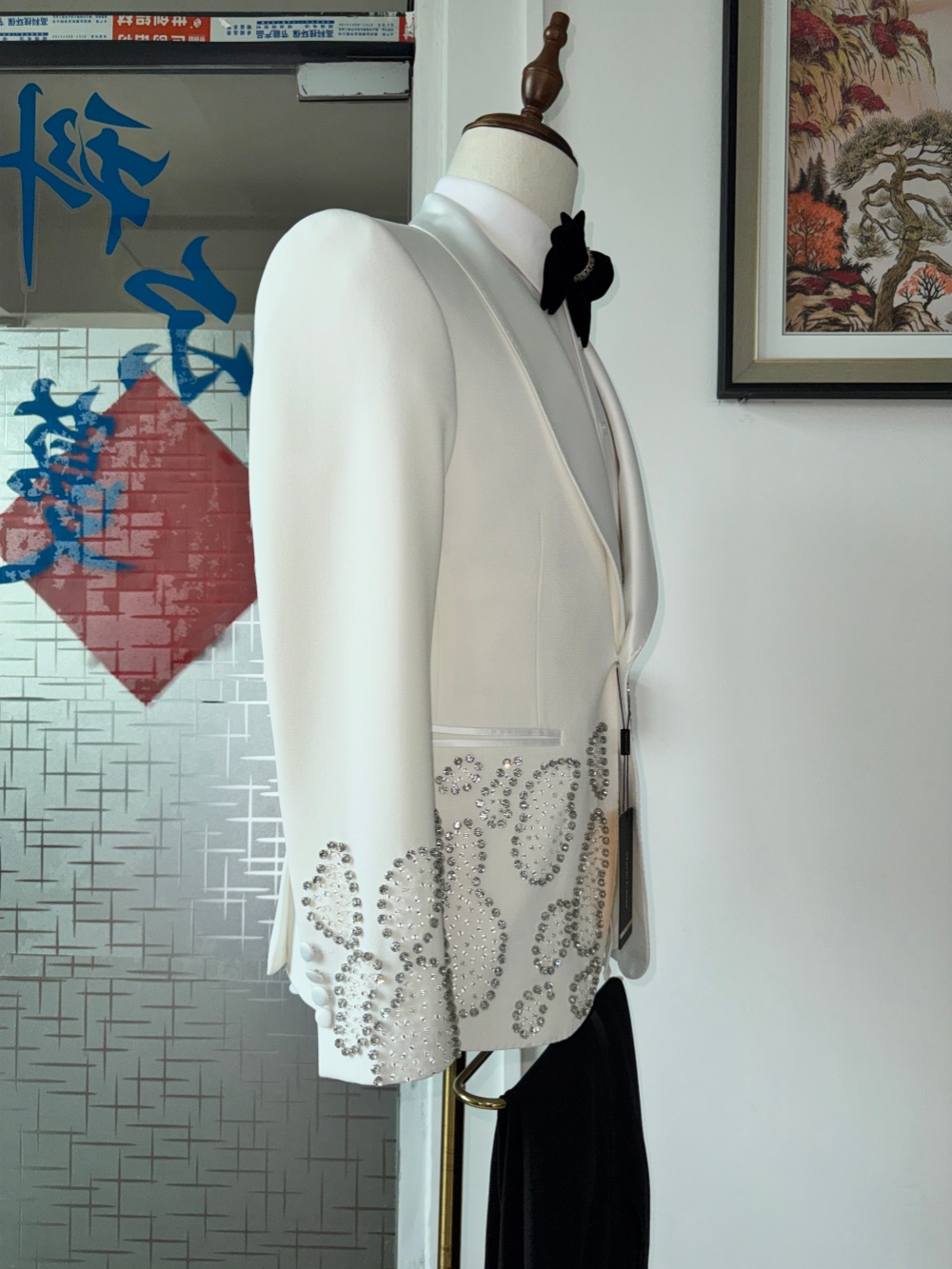 White Luxurious Beaded Man Sui - đánh giá và giá Men Formal Wear For Wedding