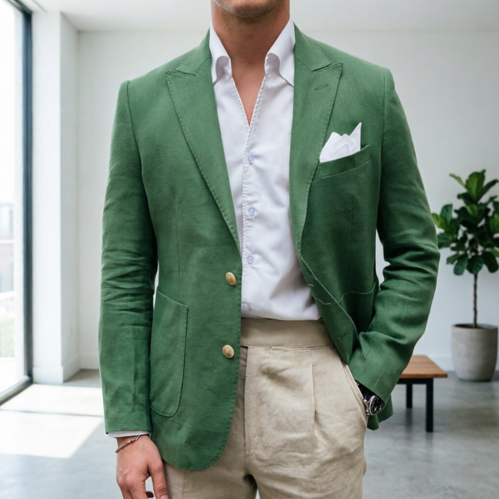 Linen Sage Green Men Suits 2 P - đánh giá và giá Men'S Semi Formal Office Wear