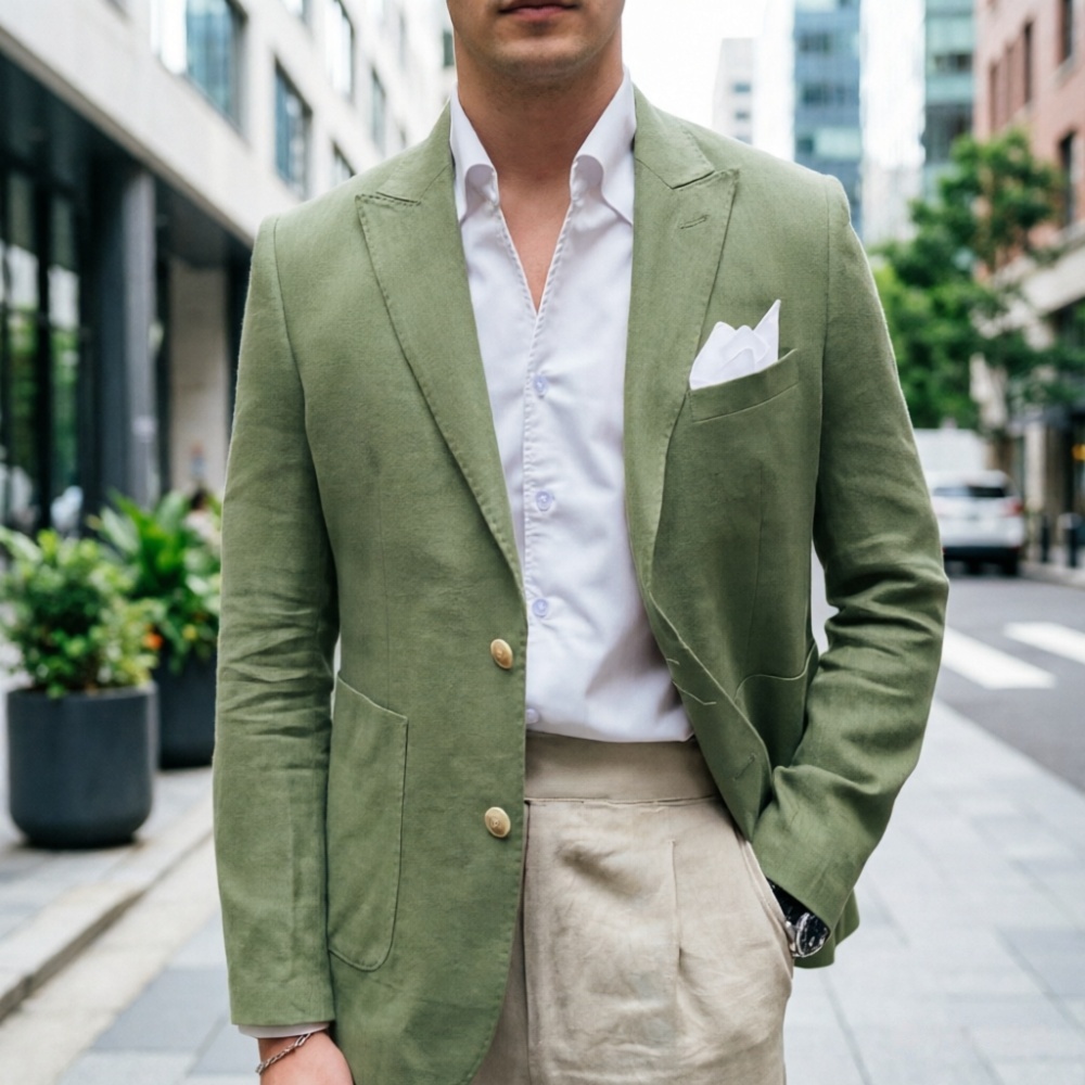 Linen Sage Green Men Suits 2 P - đánh giá và giá Men'S Semi Formal Office Wear