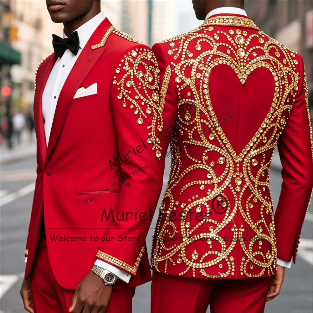 3 Piece Sets Gold Diamond Bead - đánh giá và giá Men Formal Wear For Wedding