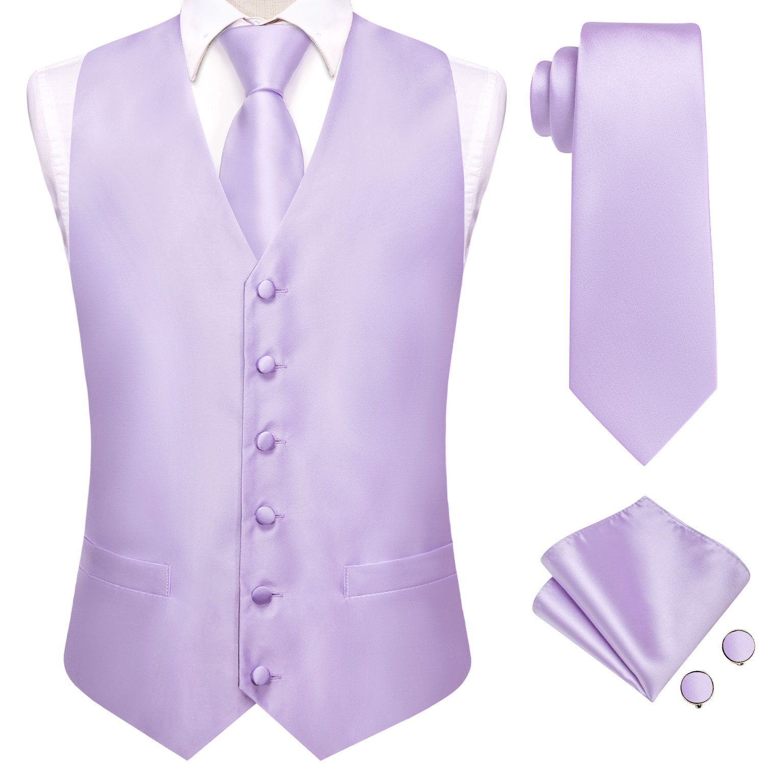 Hi-Tie Solid Voilet Lilac Mens - đánh giá và giá Men Formal Wear Vest