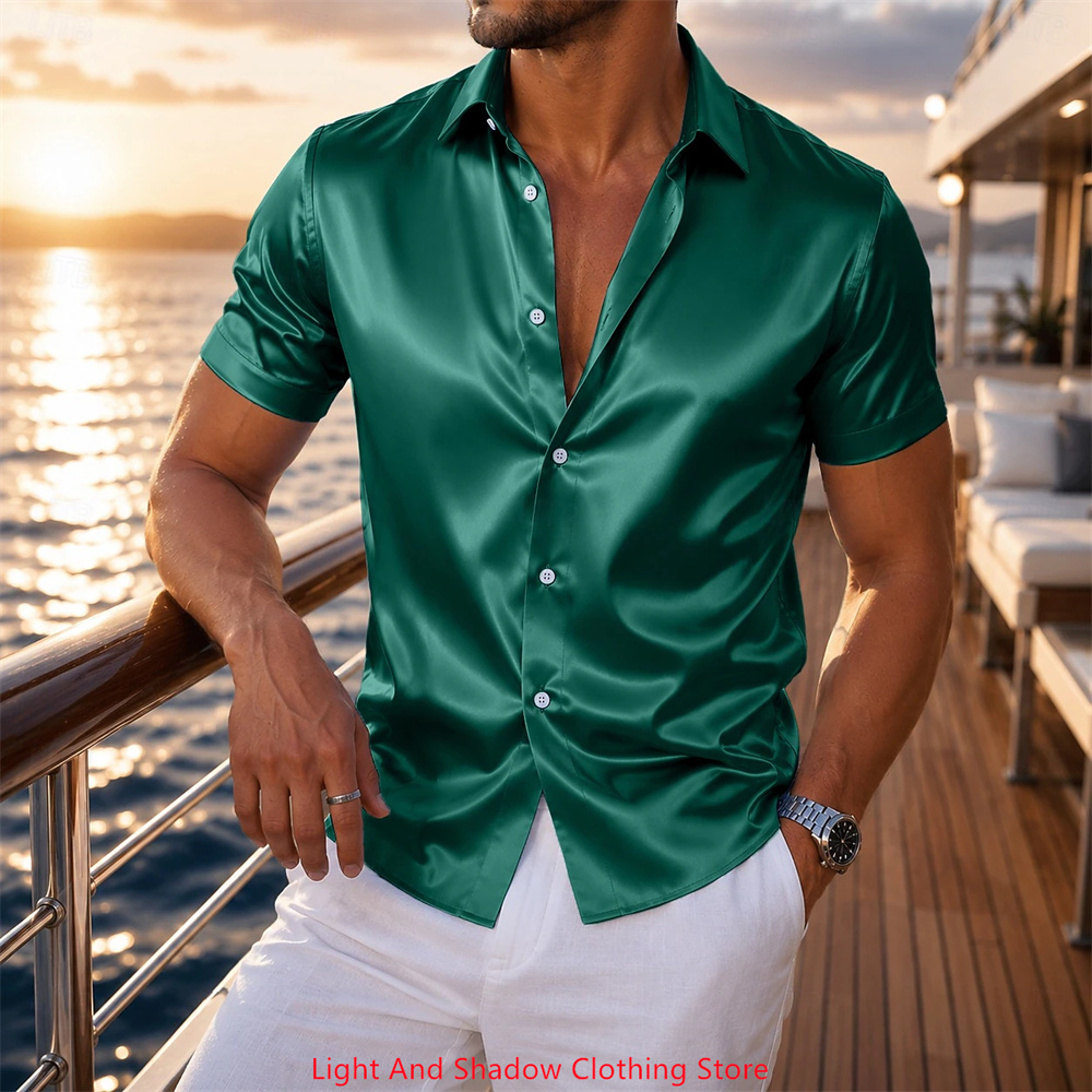 Men's Satin Short Sleeved Shir - đánh giá và giá Men Formal Party Wear Dress