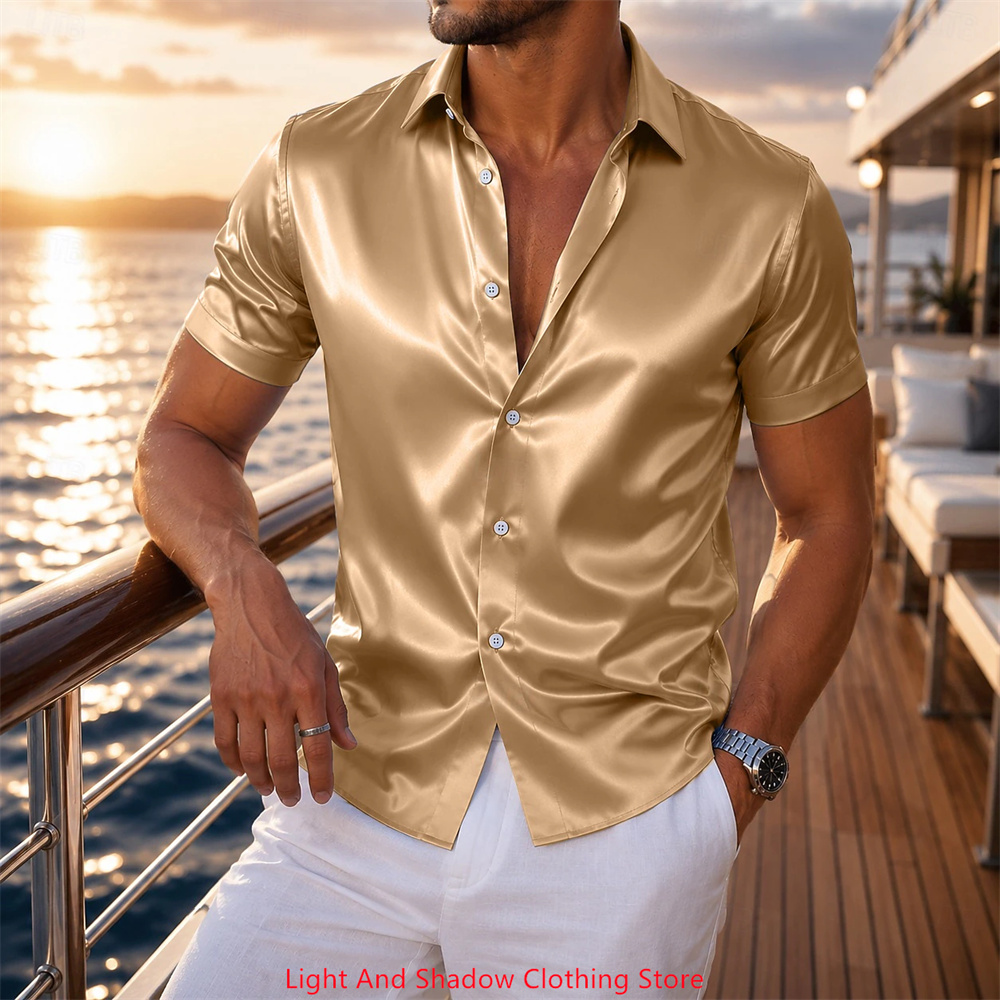 Men's Satin Short Sleeved Shir - đánh giá và giá Men Formal Party Wear Dress