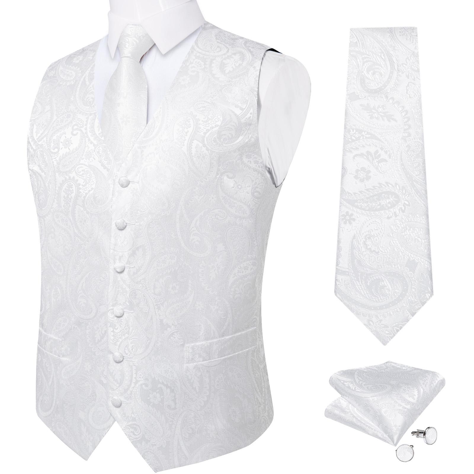 Pure White Wedding Vest for Ma - đánh giá và giá Men Formal Wear Vest