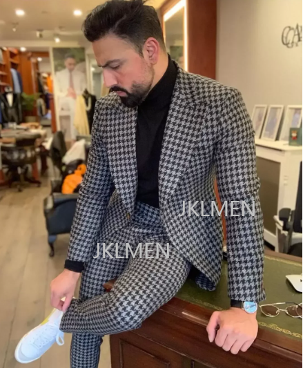 Houndstooth Mens Suits 2PCS We - đánh giá và giá Men Formal Wear For Wedding